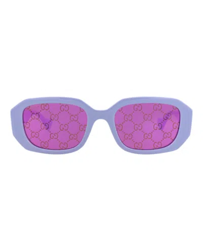 Pre-owned Gucci Women's  Squareframe Injection Sunglasses In Violet Violet Pink (gg1535s/30014812/004)