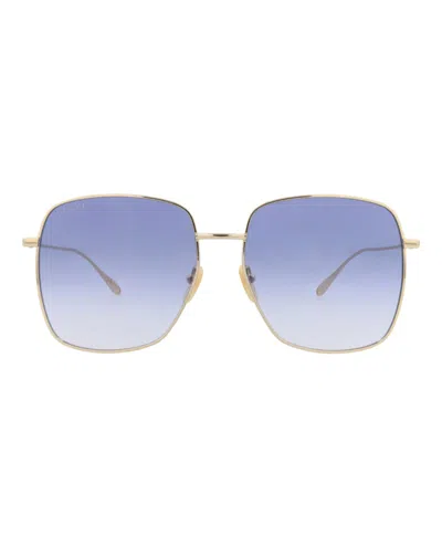 Pre-owned Gucci Women's  Squareframe Metal Sunglasses In Gold Gold Violet (gg1031s/30011783/004)
