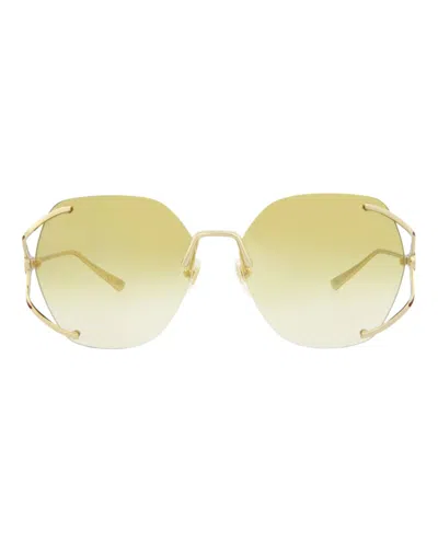 Pre-owned Gucci Women's  Squareframe Metal Sunglasses/30008606005) In Gold/yellow (gg0651s