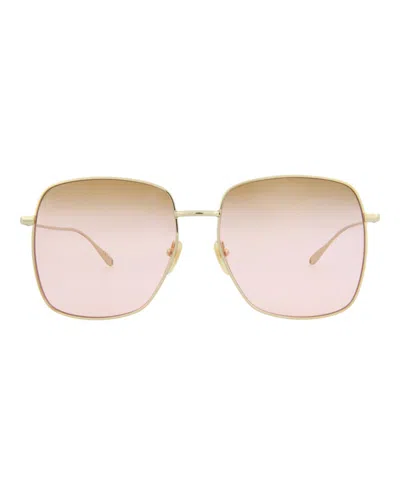 Pre-owned Gucci Women's  Squareframe Metal Sunglasses/30011783005) In Gold/pink (gg1031s