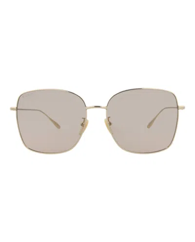 Pre-owned Gucci Women's  Squareframe Metal Sunglasses/30011827005) In Gold/pink (gg1030sk