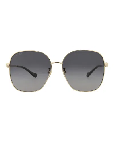 Pre-owned Gucci Women's  Squareframe Metal Sunglasses/30012967001) In Gold/grey (gg1089sa
