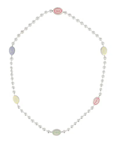 Pre-owned Gucci Women's  Sterling Interlocking G Boule Necklace In Silver