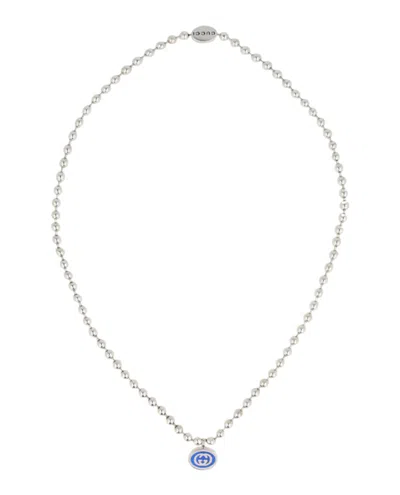 Pre-owned Gucci Women's  Sterling Interlocking G Boule Necklace In Silver