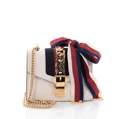 Pre-owned Gucci Women's  Sylvie Shoulder Bag Web Mini Offwhite In Multi