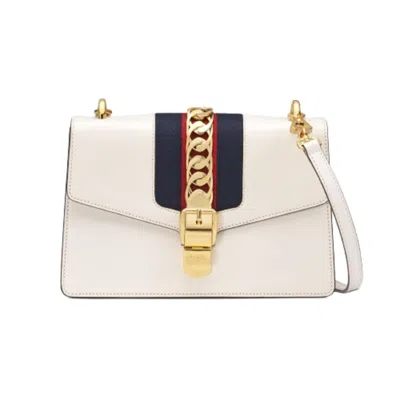 Pre-owned Gucci Women's  Sylvie Small Shoulder Shoulder Bag In White