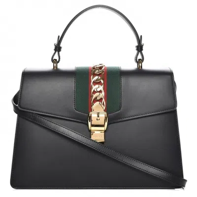 Pre-owned Gucci Women's  Sylvie Top Handle Medium In Black