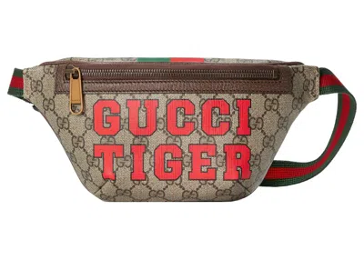 Pre-owned Gucci Women's  Tiger Gg Belt Bag In Beige/ebony