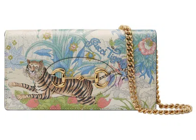Pre-owned Gucci Women's  Tiger Horsebit 1955 Wallet In Off White