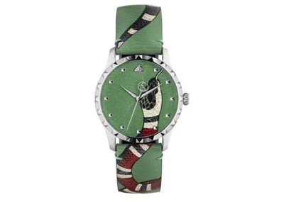 Pre-owned Gucci Women's  Timeless Ya1264081 Watch In Stainless Steel In Silver