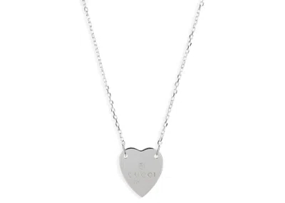 Pre-owned Gucci Women's  Trademark Heart Necklace In Silver