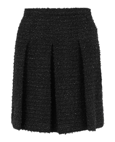 Pre-owned Gucci Women's  Tweed Flared Mini Skirt In Black