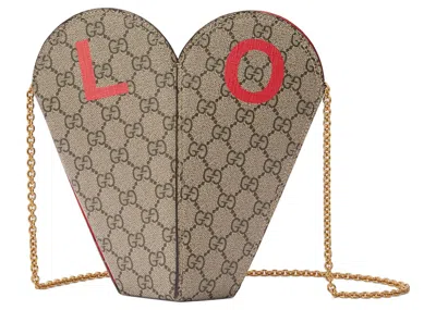 Pre-owned Gucci Women's  Valentine's Day Heart Bag Small In Beige/ebony