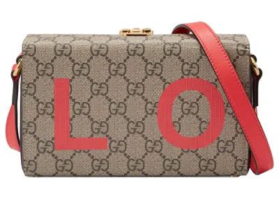 Pre-owned Gucci Women's  Valentine's Day Mini Bag Gg Supreme In Beige/ebony