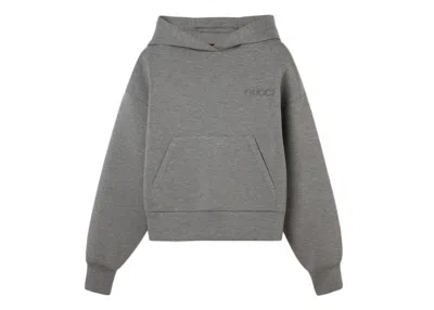 Pre-owned Gucci Women's  Viscose Jersey Hooded Sweatshirt In Gray