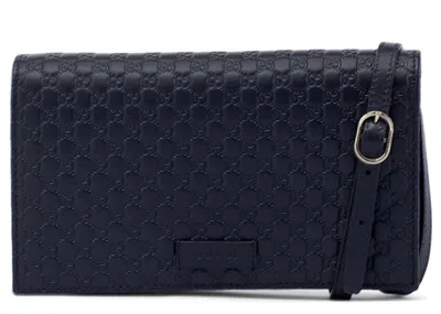 Pre-owned Gucci Women's  Wallet Crossbody Microssima In Black
