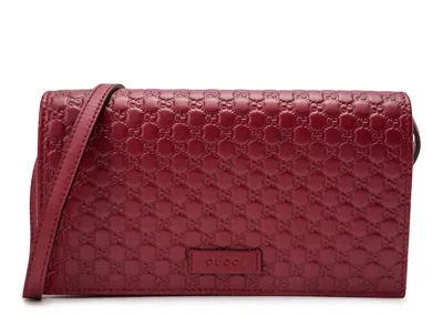 Pre-owned Gucci Women's  Wallet Crossbody Microssima In Red