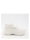 Gucci Sculpted Platform Wave Sneaker With Velcro Strap In White