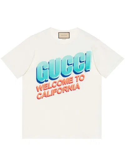 Pre-owned Gucci Women's  Welcome To California T-shirt In White