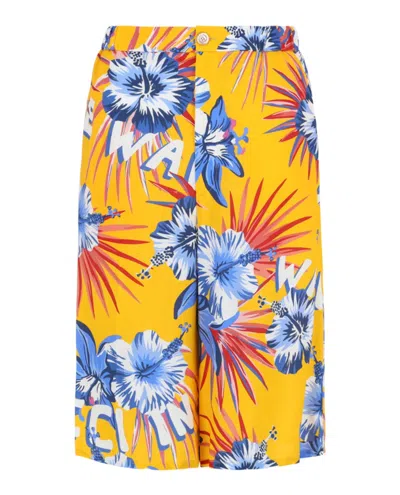 Pre-owned Gucci Women's  Wild Flower Cropped Shorts In Yellow
