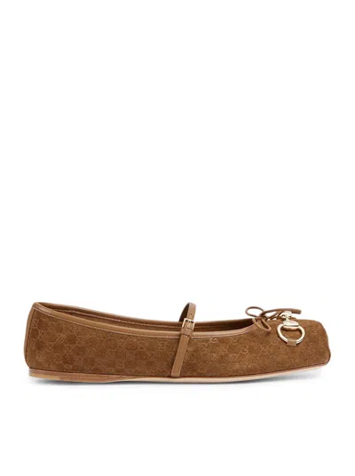 Gucci Women  Women`s Ballerina With Horsepiece In Brown