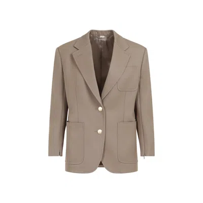 Gucci Single-breasted Wool Blazer In Brown