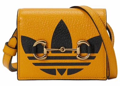 Pre-owned Gucci Women's  X Adidas Card Case With Horsebit In Yellow/black In Multi