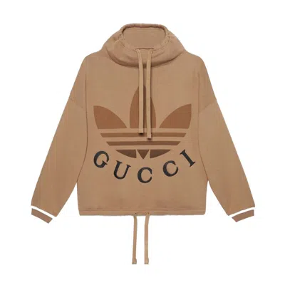 Pre-owned Gucci Women's  X Adidas Cotton Jersey Sweatshirt In Dark Beige