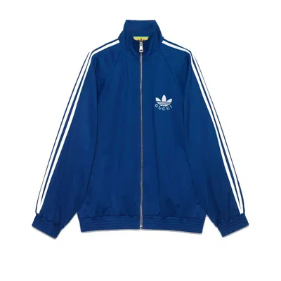 Pre-owned Gucci Women's  X Adidas Cotton Jersey Zip Jacket In Blue