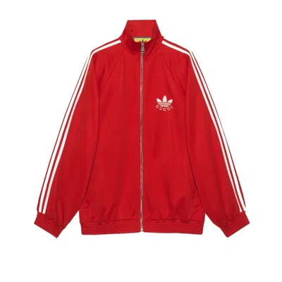 Pre-owned Gucci Women's  X Adidas Cotton Jersey Zip Jacket In Bright Red
