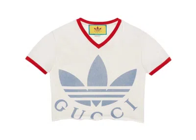 Pre-owned Gucci Women's  X Adidas Cropped T-shirt In White