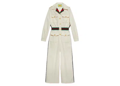 Pre-owned Gucci Women's  X Adidas Gg Jumpsuit In White
