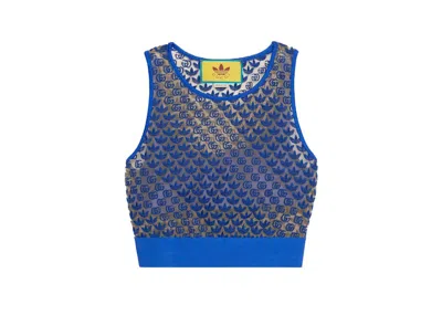 Pre-owned Gucci Women's  X Adidas Gg Tulle Top In Blue