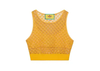 Pre-owned Gucci Women's  X Adidas Gg Tulle Top In Yellow
