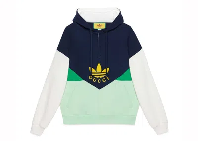 Pre-owned Gucci Women's  X Adidas Hooded Sweatshirt In Blue