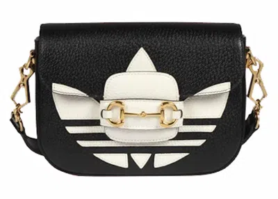 Pre-owned Gucci Women's  X Adidas Horsebit 1955 Shoulder Bag In Black/white