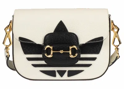 Pre-owned Gucci Women's  X Adidas Horsebit 1955 Shoulder Bag In White/black