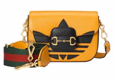 Pre-owned Gucci Women's  X Adidas Horsebit 1955 Shoulder Bag In Yellow/black