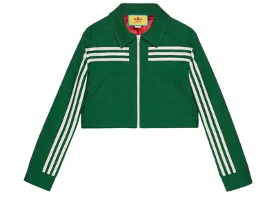 Pre-owned Gucci Women's  X Adidas Jacquard Jacket In Green