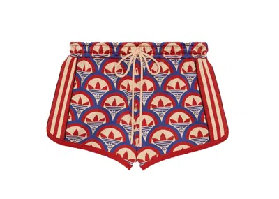 Pre-owned Gucci Women's  X Adidas Jacquard Shorts In Red/blue