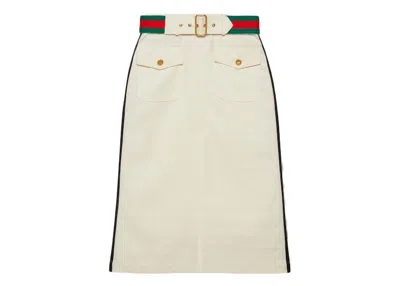 Pre-owned Gucci Women's  X Adidas Jacquard Skirt In White/beige
