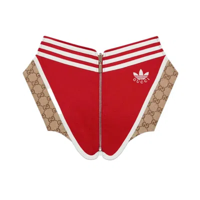 Pre-owned Gucci Women's  X Adidas Reversible Cotton Corset In Red/beige/ebony