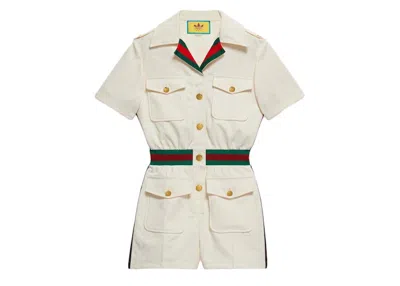 Pre-owned Gucci Women's  X Adidas Short Jumpsuit In White
