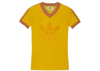 Pre-owned Gucci Women's  X Adidas Vneck T-shirt In Yellow