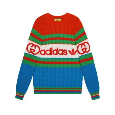 Pre-owned Gucci Women's  X Adidas Wool Sweater In Blue/orange