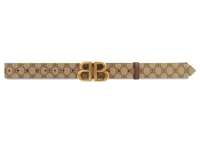 Pre-owned Gucci Women's  X Balenciaga The Hacker Project Bb Belt In Beige
