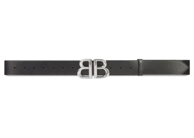 Pre-owned Gucci Women's  X Balenciaga The Hacker Project Bb Calfskin Belt In Black/silver