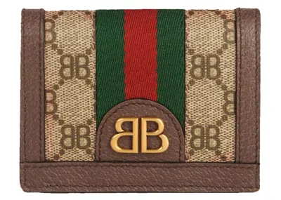 Pre-owned Gucci Women's  X Balenciaga The Hacker Project Card Case Wallet In Beige