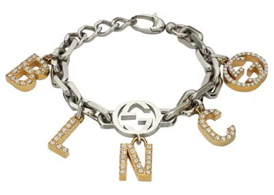 Pre-owned Gucci Women's  X Balenciaga The Hacker Project Charm Bracelet With Crystals In Silver