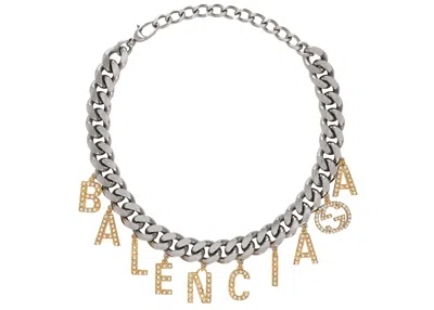 Pre-owned Gucci Women's  X Balenciaga The Hacker Project Choker With Balenciaga Script In Gold/silver In Multi